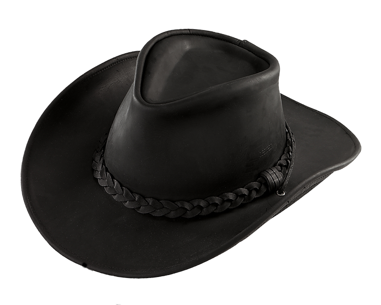 Black Leather Cowboy Hat