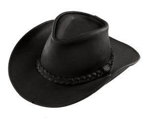 Black Leather Cowboy Hat