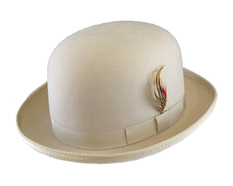 Beige Bowler Hat