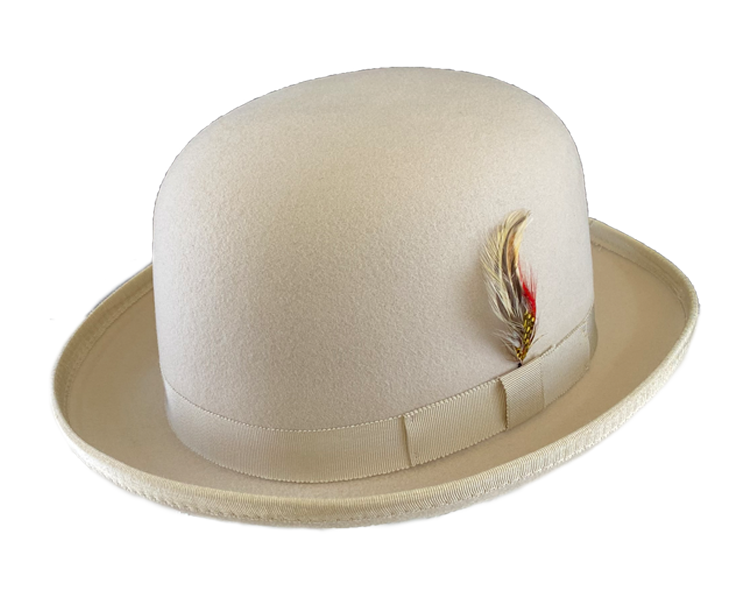 Beige top derby hat