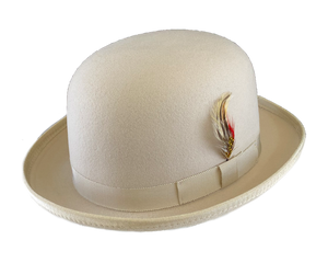 Beige Bowler Hat